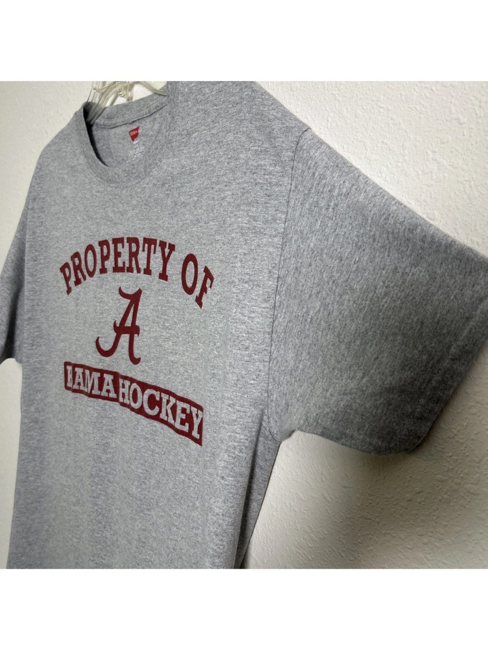 University Of Alabama Crimson Tide Ice Hockey Gray T-Shirt Hanes Mens Large NCAA - Picture 4 of 9